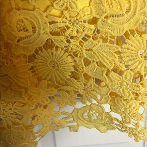 Beautiful yellow lace summer dress, collar bones